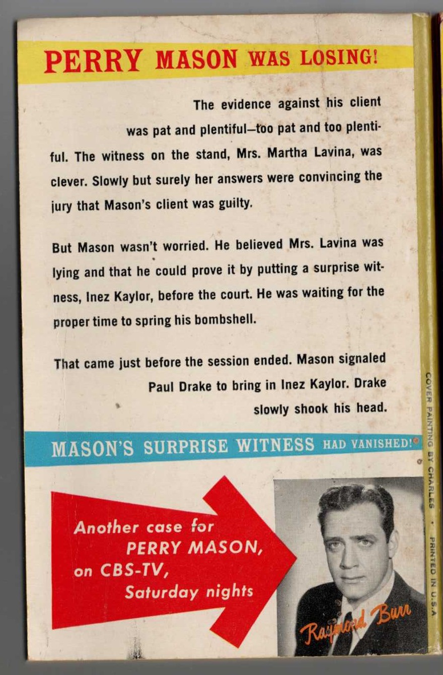 Erle Stanley Gardner  THE CASE OF THE HESITANT HOSTESS magnified rear book cover image