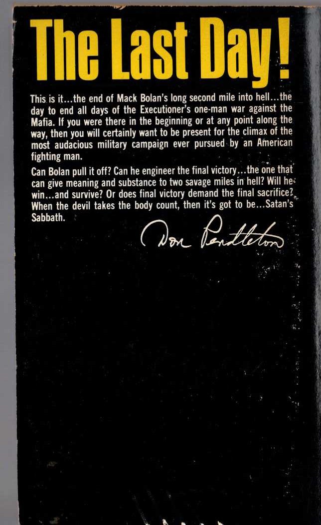Don Pendleton  THE EXECUTIONER: SATAN'S SABBATH magnified rear book cover image