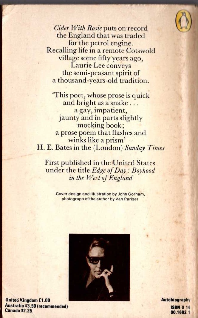 Laurie Lee  CIDER WITH ROSIE magnified rear book cover image