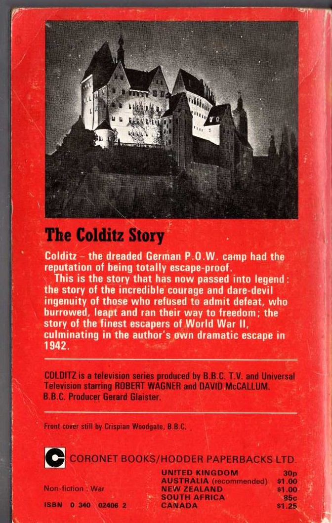 P.R. Reid  THE COLDITZ STORY (Robert Wagner & David McCallum) magnified rear book cover image