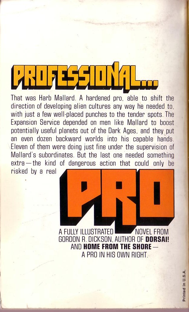 Gordon R. Dickson  PRO magnified rear book cover image