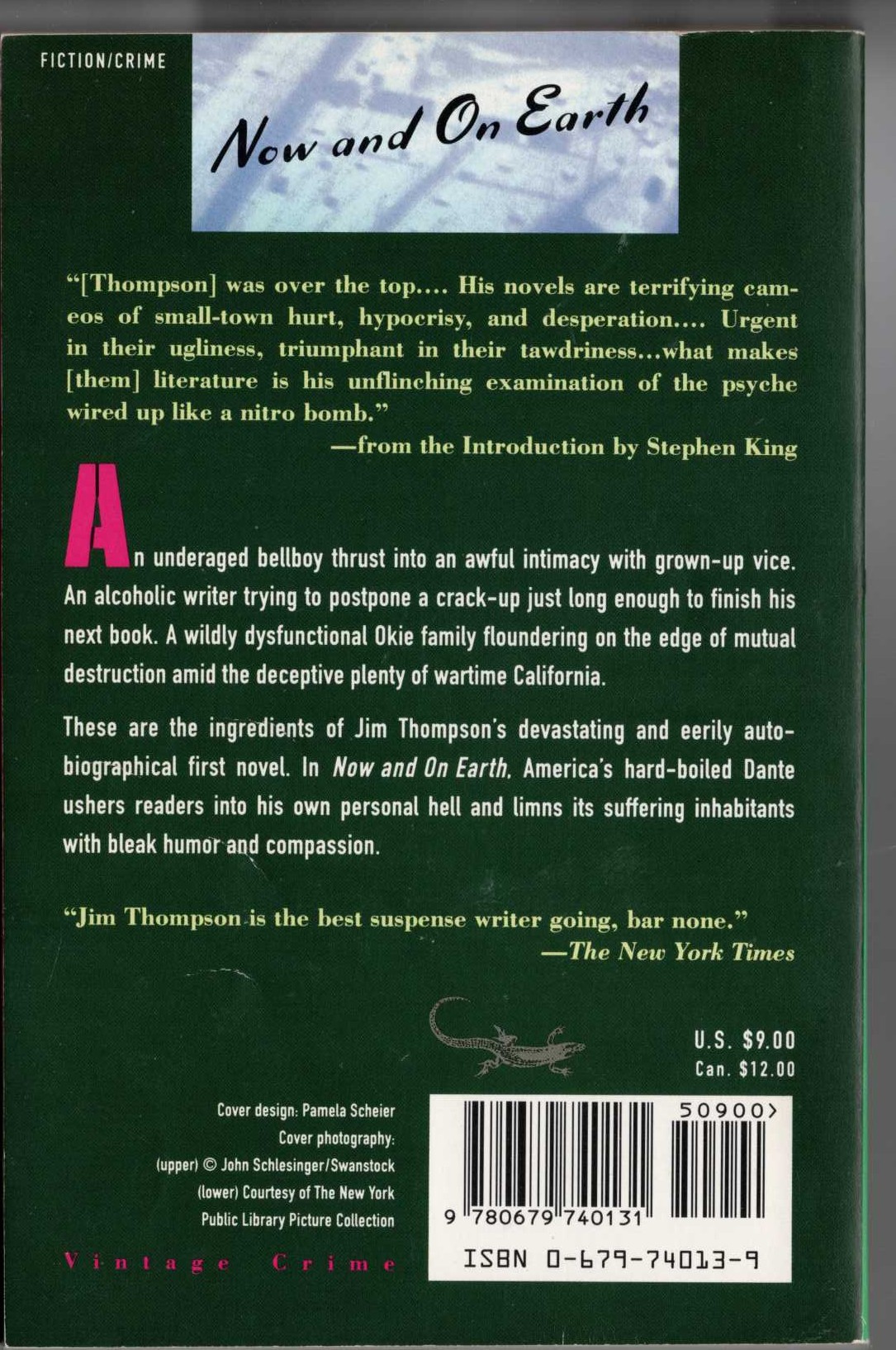 Jim Thompson  NOW AND ON EARTH magnified rear book cover image