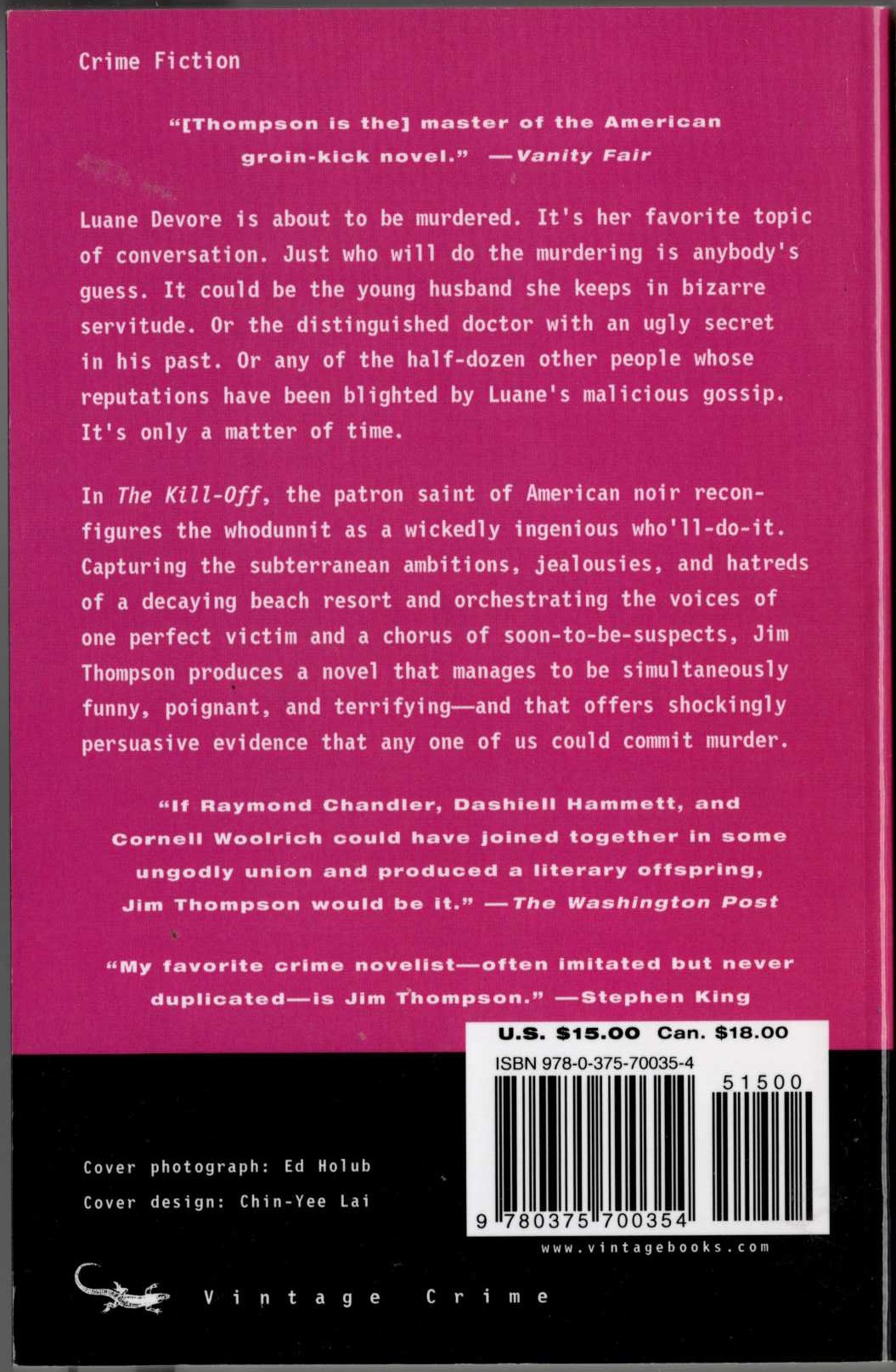 Jim Thompson  THE KILL-OFF magnified rear book cover image