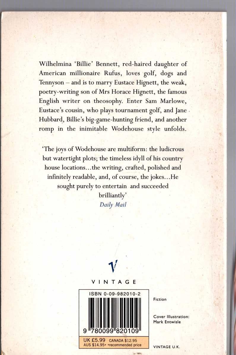 P.G. Wodehouse  THE GIRL ON THE BOAT magnified rear book cover image