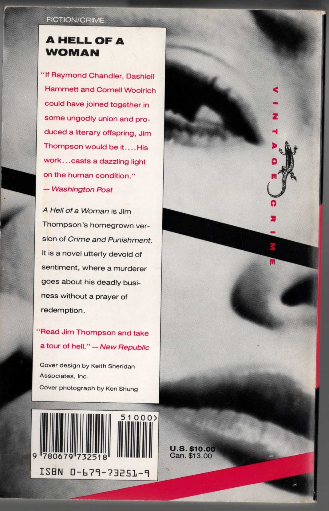 Jim Thompson  A HELL OF A WOMAN magnified rear book cover image