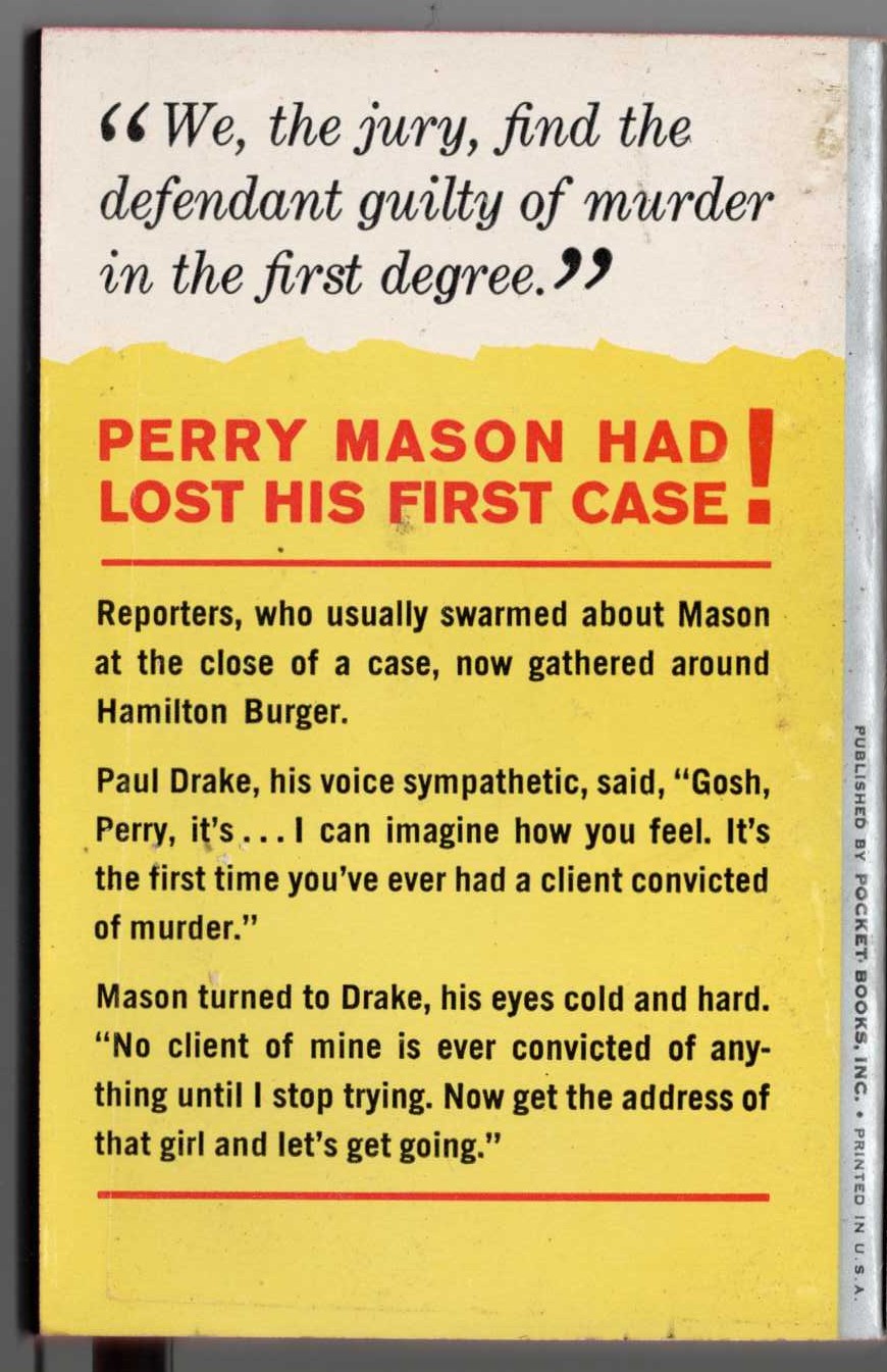 Erle Stanley Gardner  THE CASE OF THE TERRIFIED TYPIST magnified rear book cover image