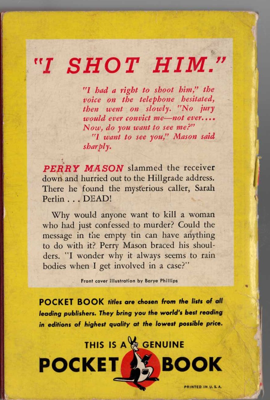 Erle Stanley Gardner  THE CASE OF THE EMPTY TIN magnified rear book cover image