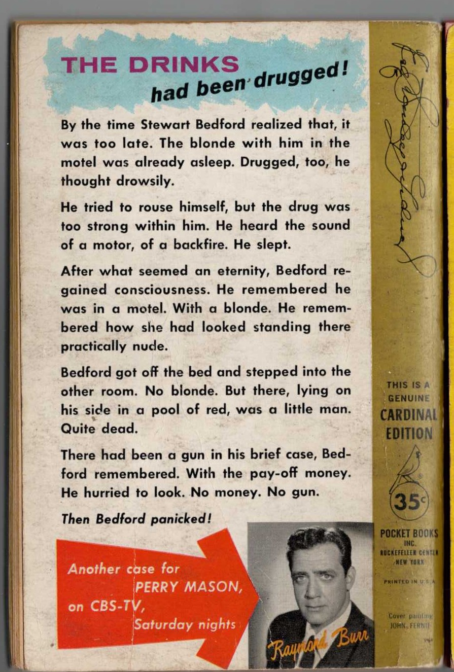 Erle Stanley Gardner  THE CASE OF THE GILDED LILY magnified rear book cover image