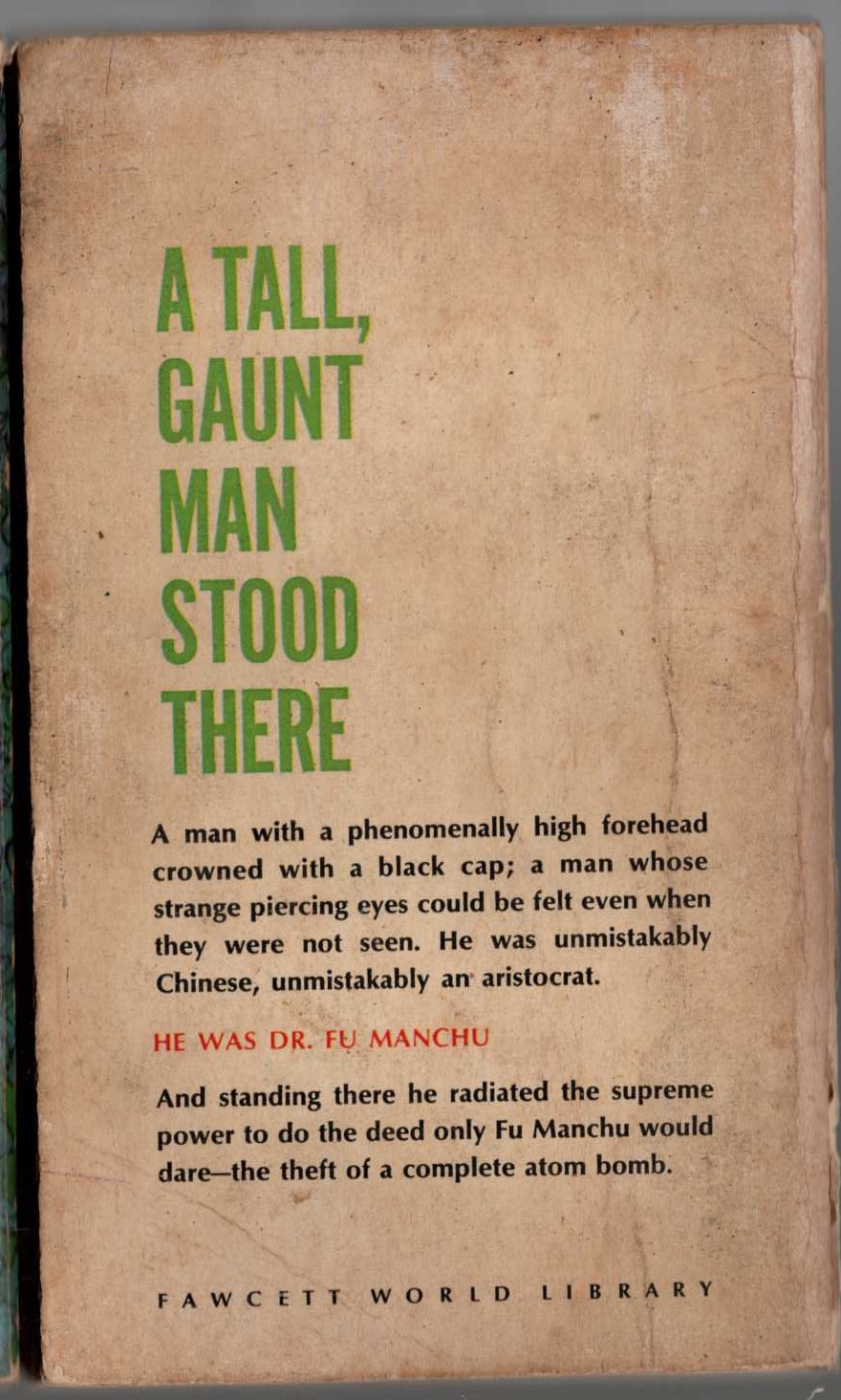 Sax Rohmer  RE-ENTER FU MANCHU magnified rear book cover image