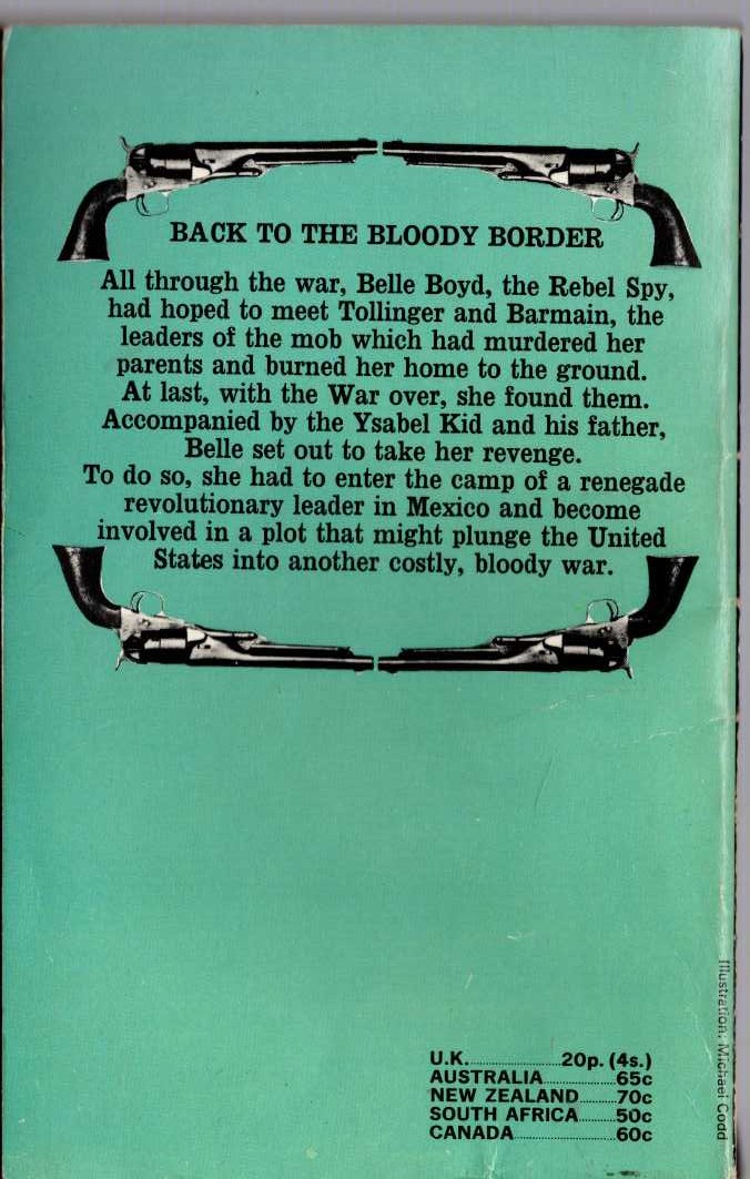 J.T. Edson  BACK TO THE BLOODY BORDER magnified rear book cover image