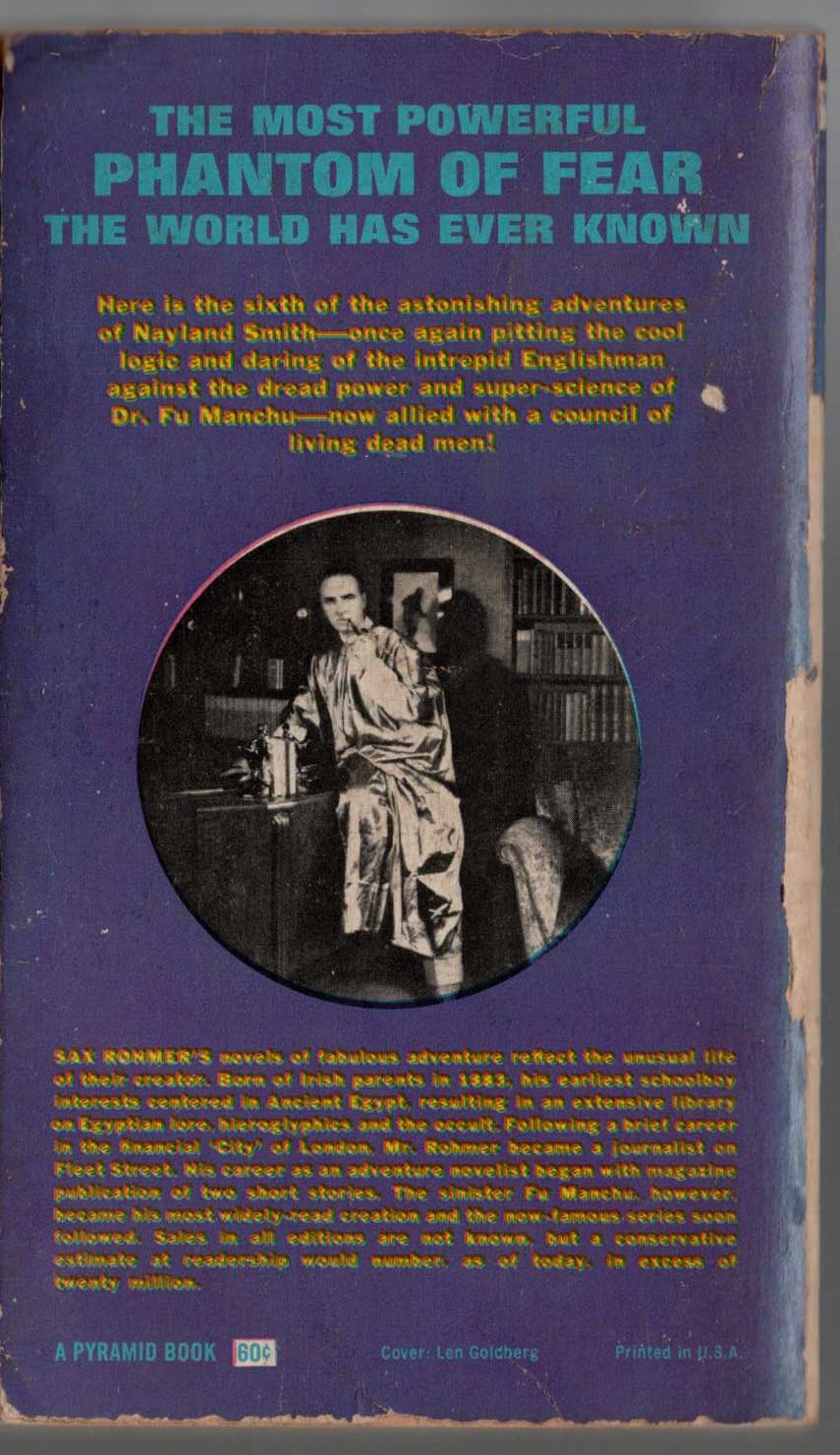 Sax Rohmer  THE BRIDE OF FU MANCHU magnified rear book cover image