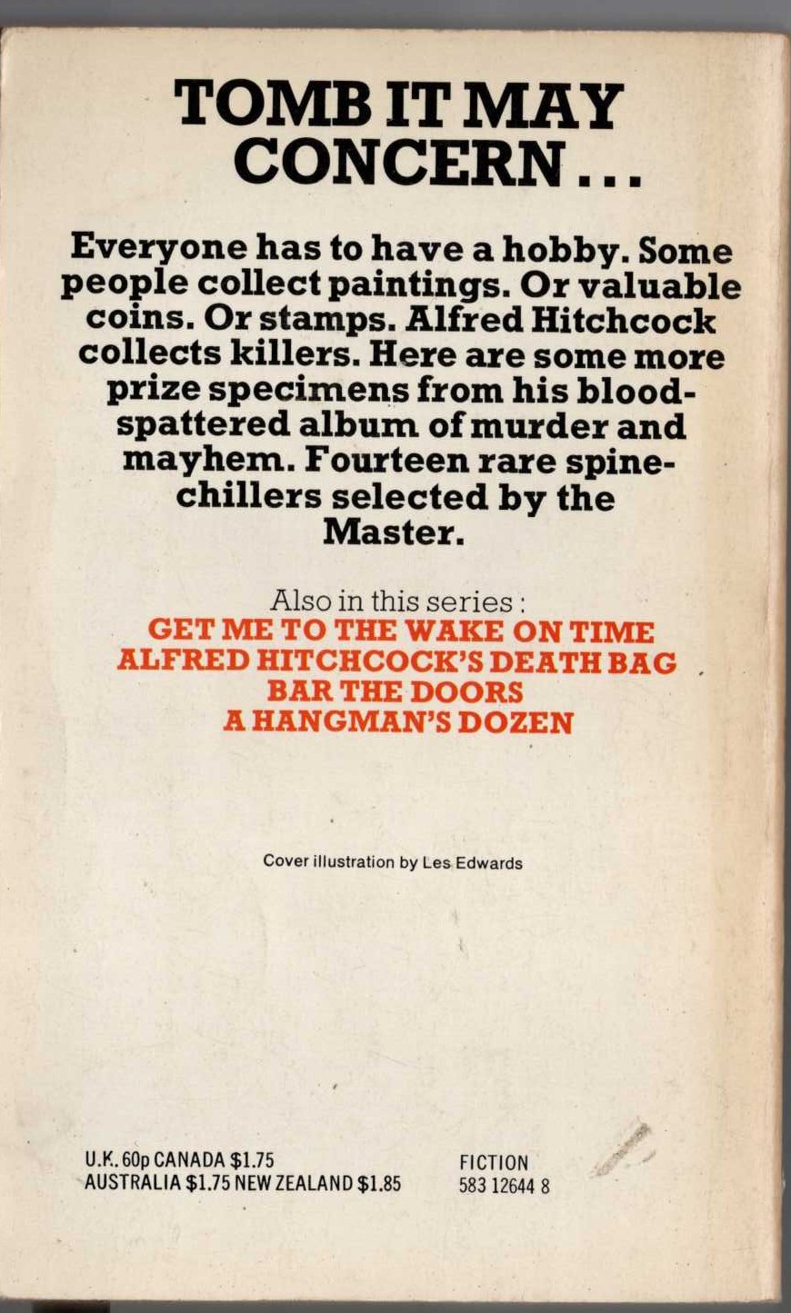 Alfred Hitchcock (presents) GRAVE BUSINESS magnified rear book cover image
