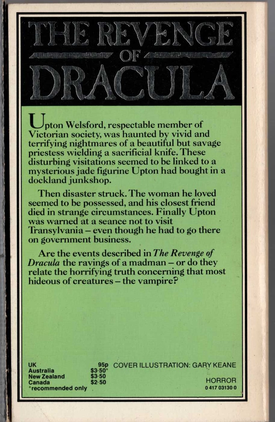 Peter Tremayne  THE REVENGE OF DRACULA magnified rear book cover image