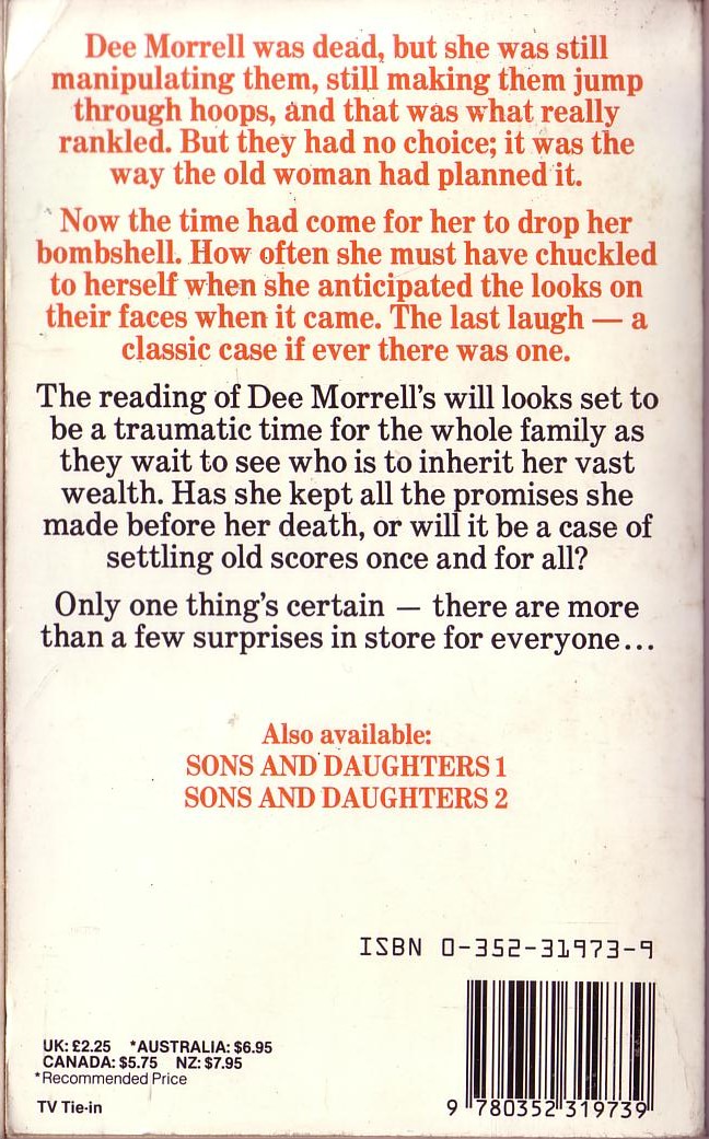 Carl Ruhen  SONS AND DAUGHTERS #3 magnified rear book cover image