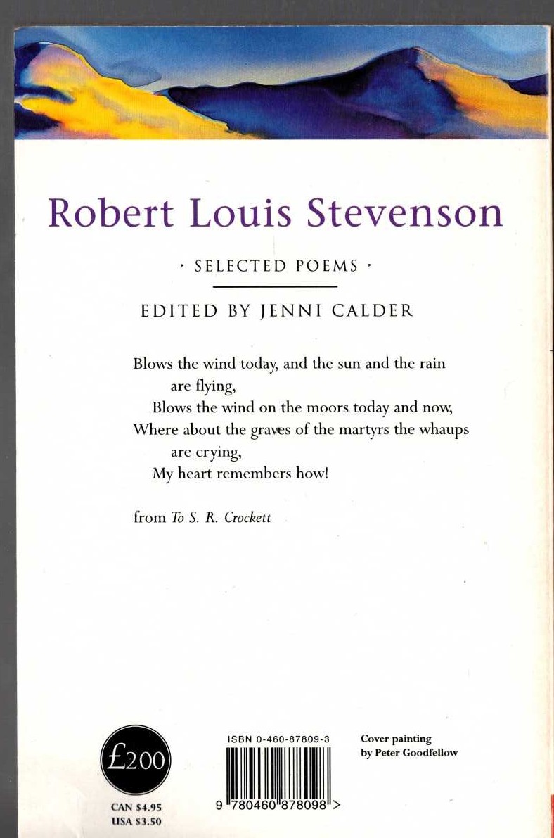 Jenni Calder (selects_and_edits) ROBERT LOUIS STEVENSON [poems] magnified rear book cover image