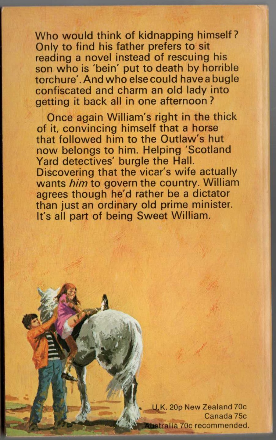 Richmal Crompton  SWEET WILLIAM magnified rear book cover image