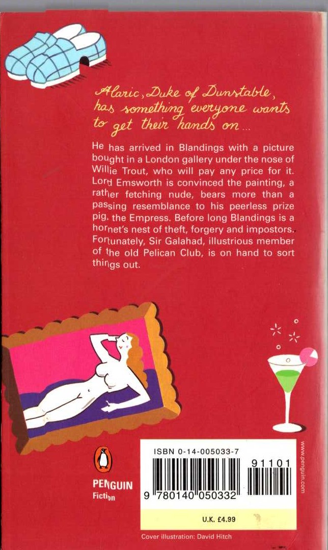 P.G. Wodehouse  A PELICAN AT BLANDINGS magnified rear book cover image