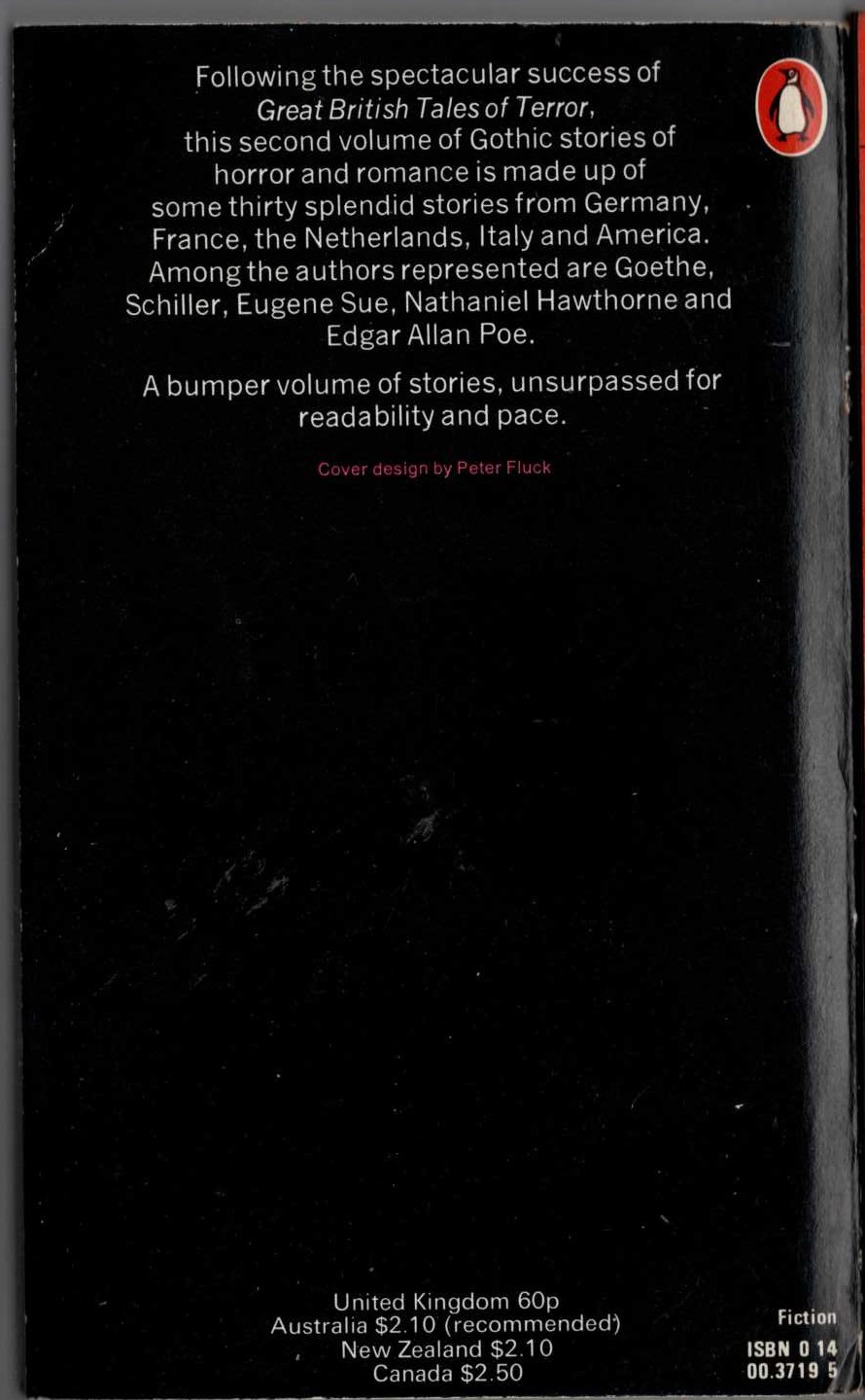 Peter Haining (edits) GREAT TALES OF TERROR FROM EUROPE AND AMERICA magnified rear book cover image