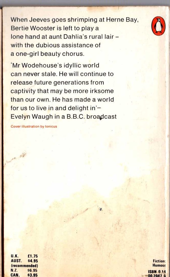 P.G. Wodehouse  JEEVES IN THE OFFING magnified rear book cover image