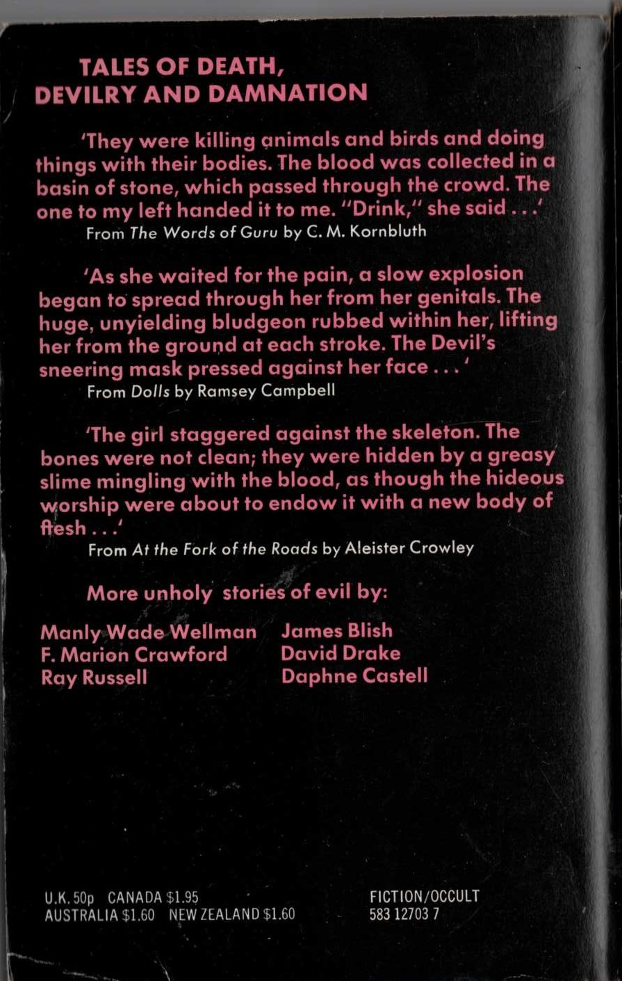 Michael Parry (edits) THE 4th MAYFLOWER BOOK OF BLACK MAGIC STORIES [FOURTH] magnified rear book cover image