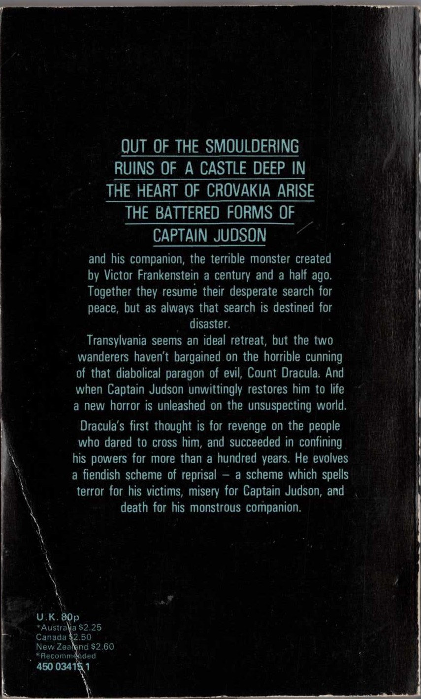 Donald E. Glut  FRANKENSTEIN 4: FRANKENSTEIN MEETS DRACULA magnified rear book cover image