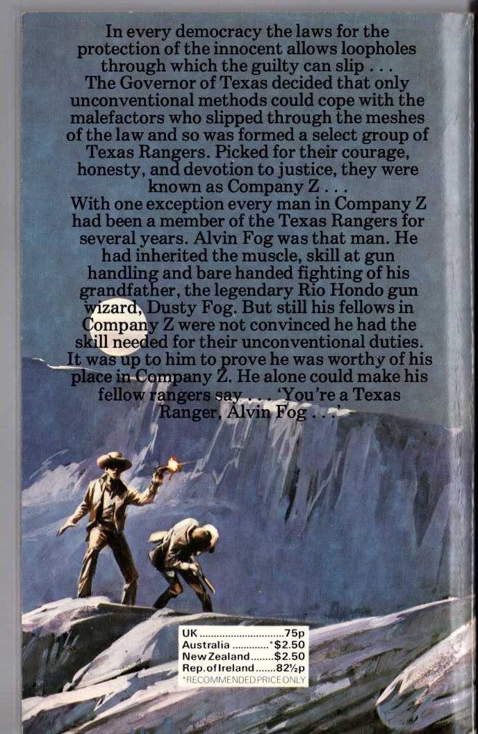 J.T. Edson  YOU'RE A TEXAS RANGER, ALVIN FOG magnified rear book cover image