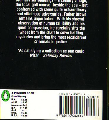 G.K. Chesterton  THE SCANDAL OF FATHER BROWN magnified rear book cover image