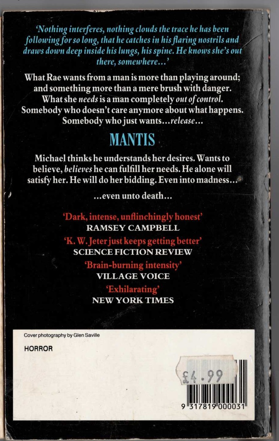 K.W. Jeter  MANTIS magnified rear book cover image