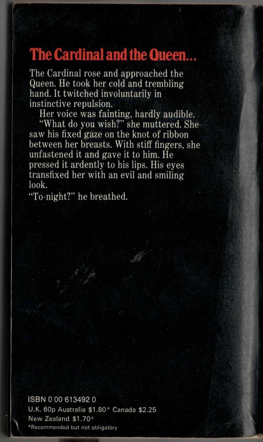 Taylor Caldwell  THE ARM AND THE DARKNESS magnified rear book cover image