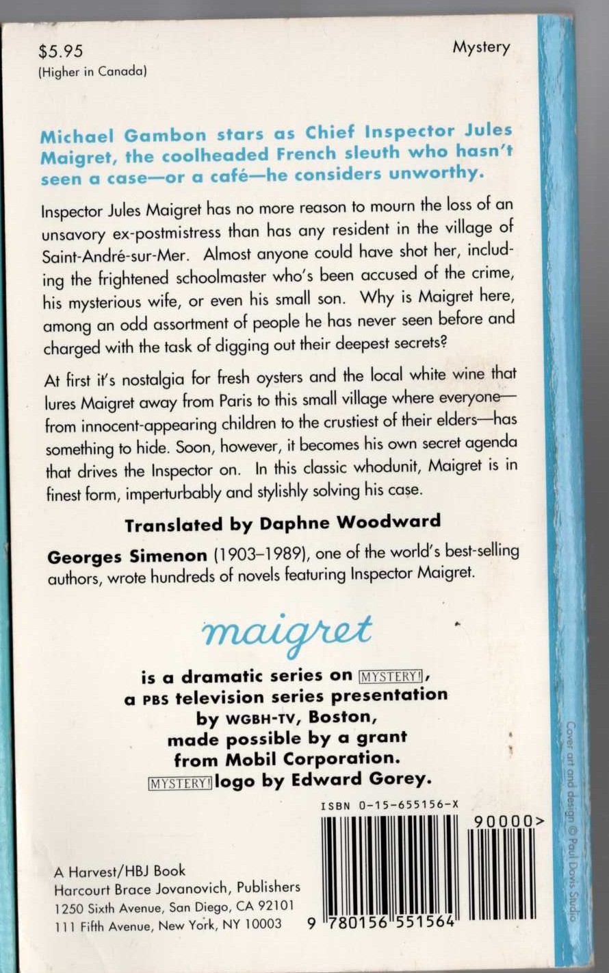 Georges Simenon  MAIGRET GOES TO SCHOOL magnified rear book cover image