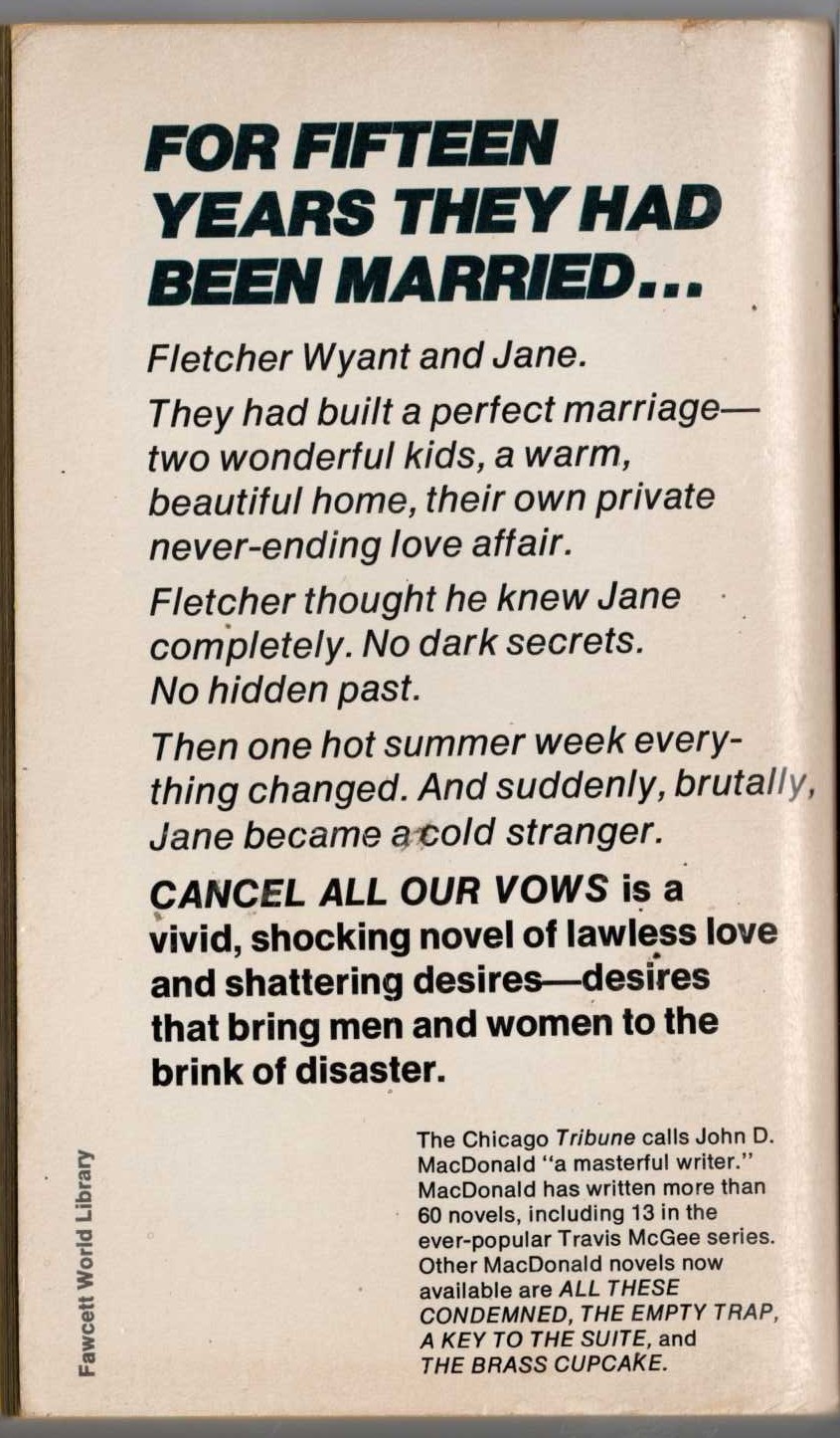 John D. MacDonald  CANEL ALL OUR VOWS magnified rear book cover image