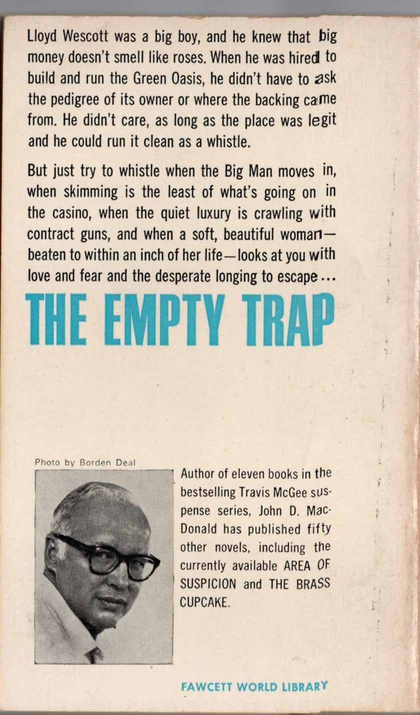 John D. MacDonald  THE EMPTY TRAP magnified rear book cover image