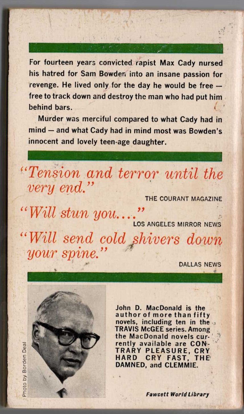 John D. MacDonald  THE EXECUTIONERS magnified rear book cover image