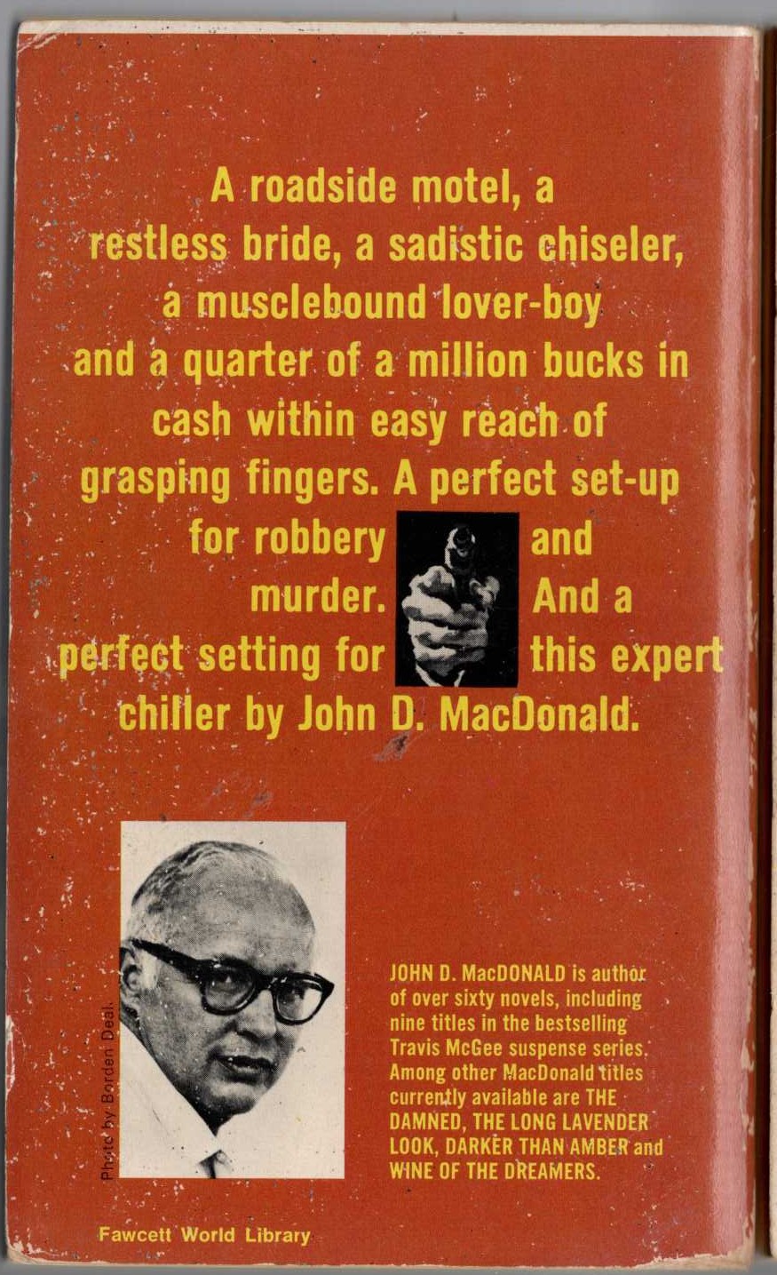 John D. MacDonald  THE CROSSROADS magnified rear book cover image