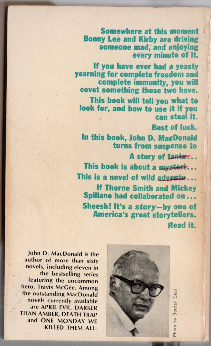 John D. MacDonald  THE GIRL, THE GOLD WATCH, & EVERYTHING magnified rear book cover image