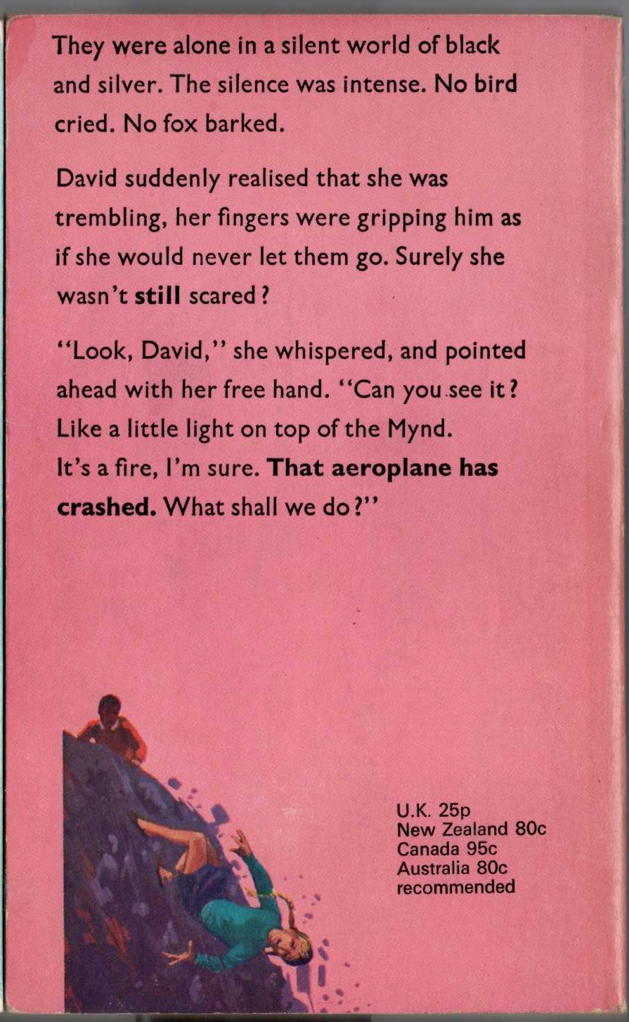 Malcolm Saville  THE NEGLECTED MOUNTAIN magnified rear book cover image
