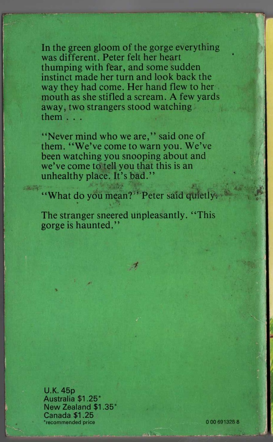 Malcolm Saville  THE SECRET OF THE GORGE magnified rear book cover image