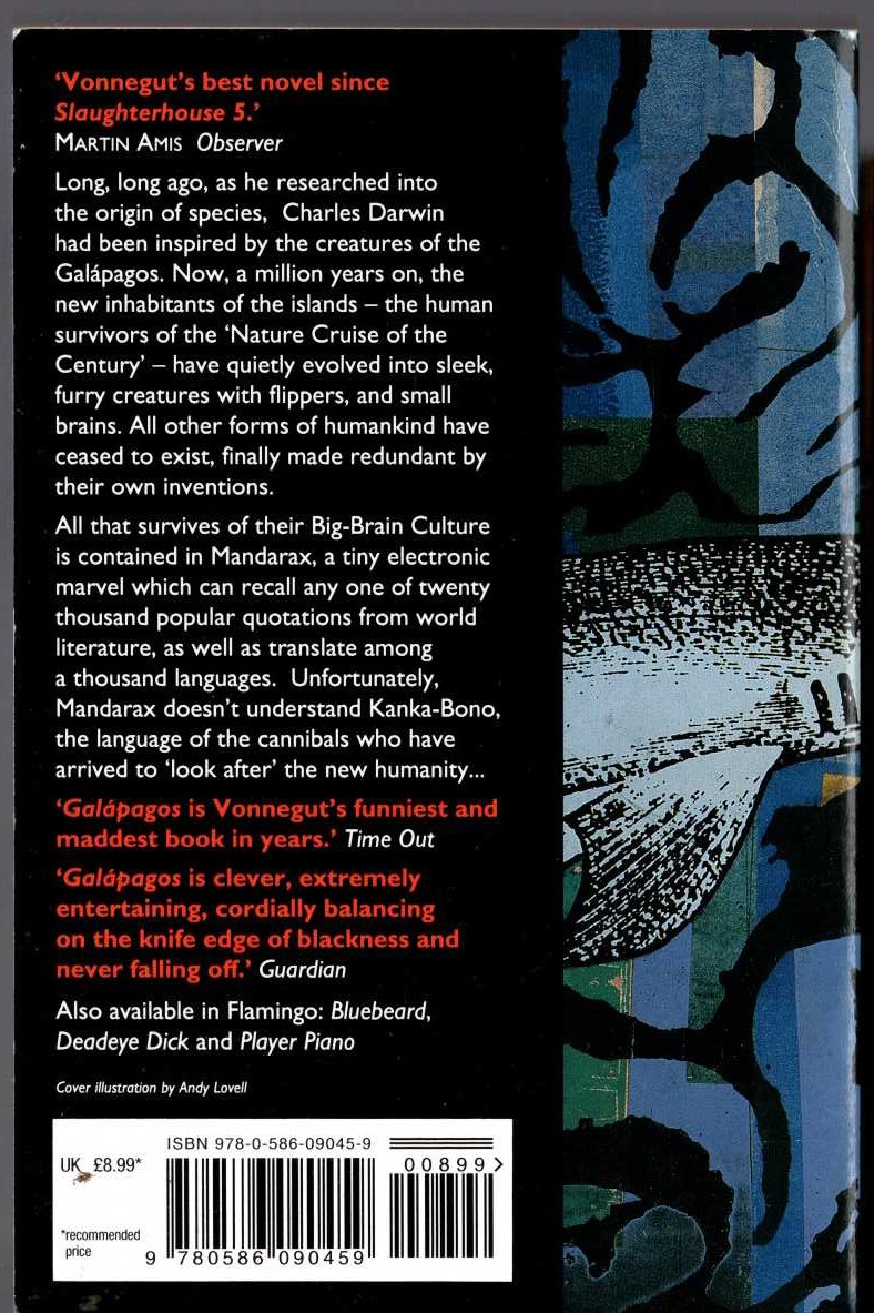 Kurt Vonnegut  GALAPAGOS magnified rear book cover image