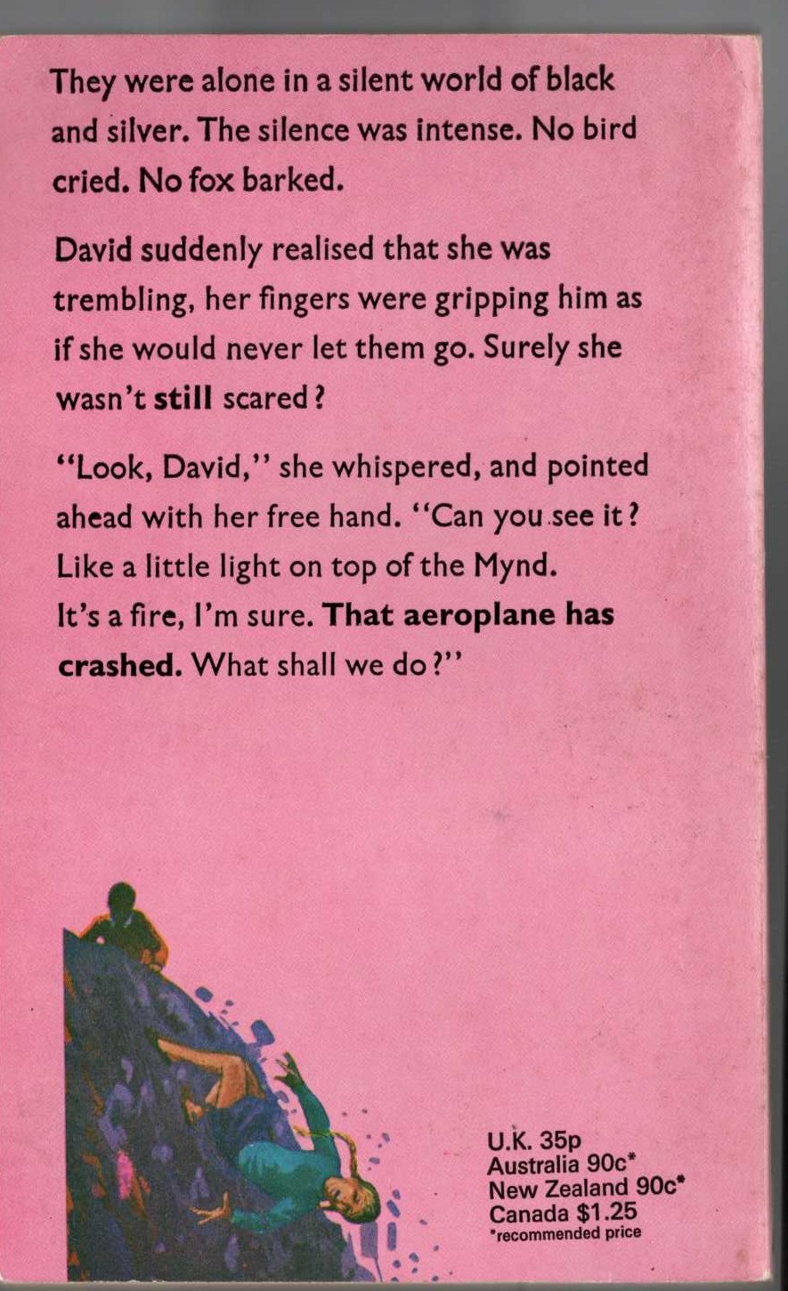 Malcolm Saville  THE NEGLECTED MOUNTAIN magnified rear book cover image