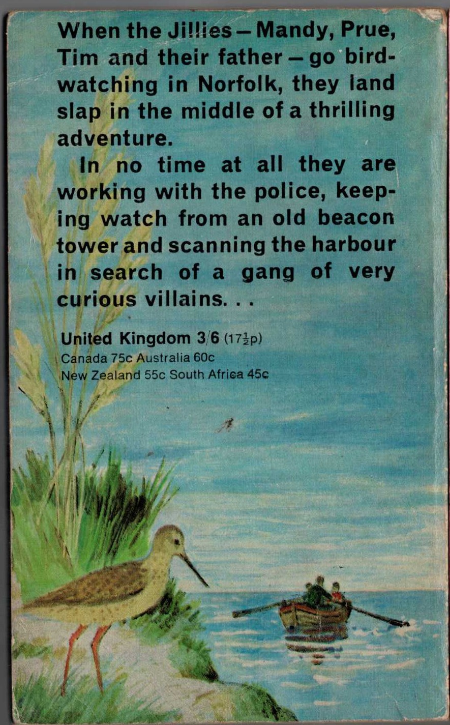 Malcolm Saville  REDSHANK'S WARNING magnified rear book cover image