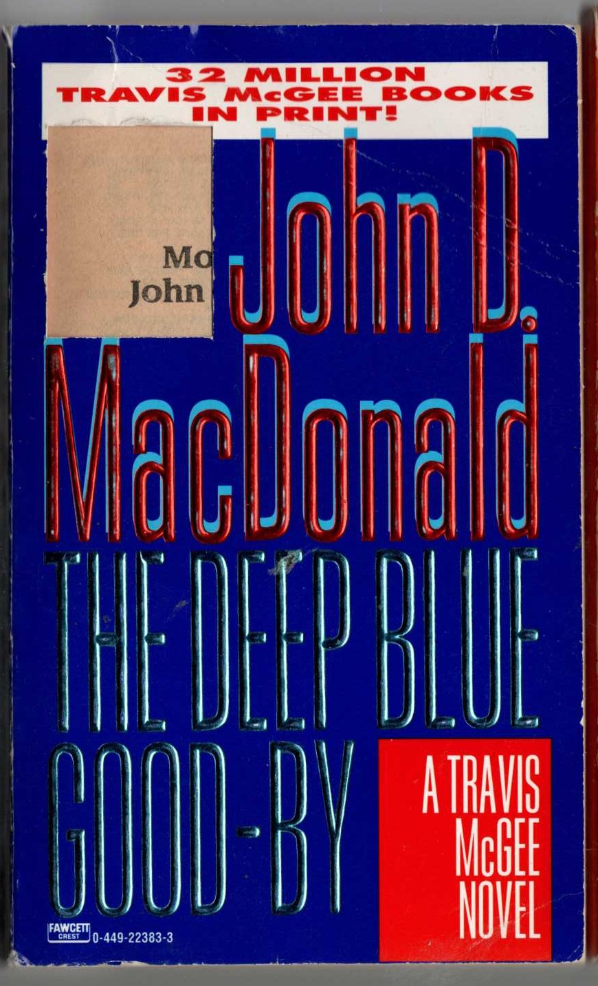 John D. MacDonald  THE DEEP BLUE GOOD-BY [GOOD-BYE] front book cover image