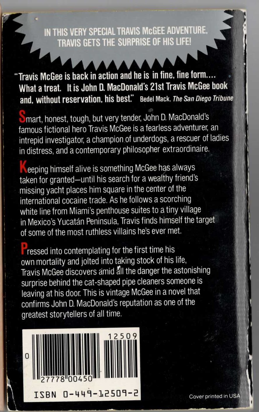 John D. MacDonald  THE LONELY SILVER RAIN magnified rear book cover image