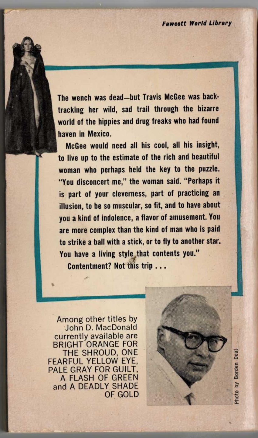 John D. MacDonald  DRESS HER IN INDIGO magnified rear book cover image