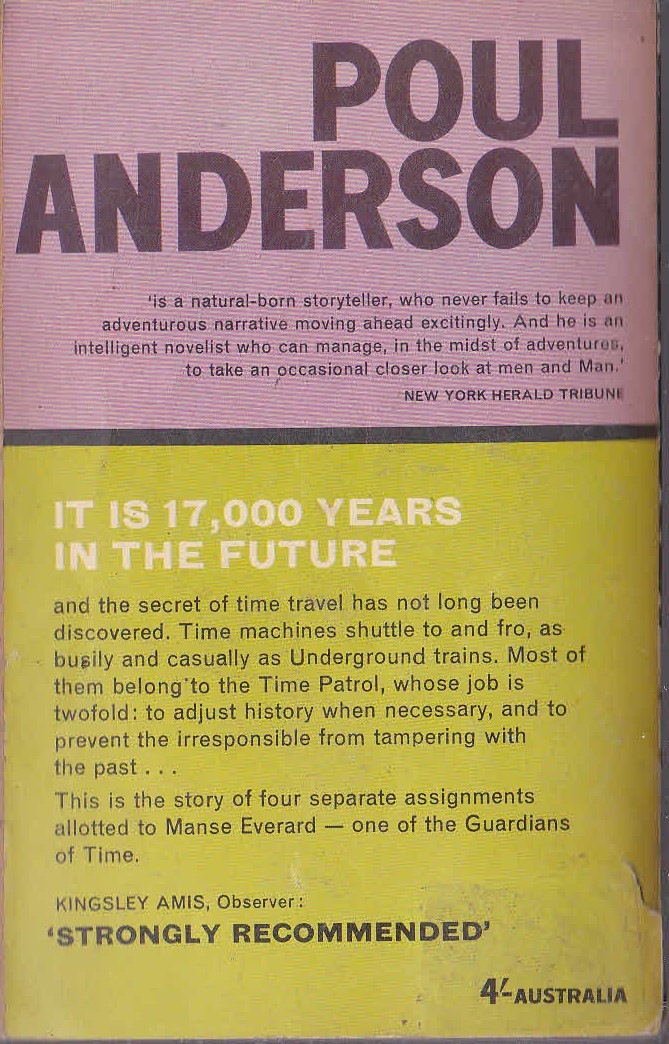 Poul Anderson  GUARDIANS OF TIME magnified rear book cover image