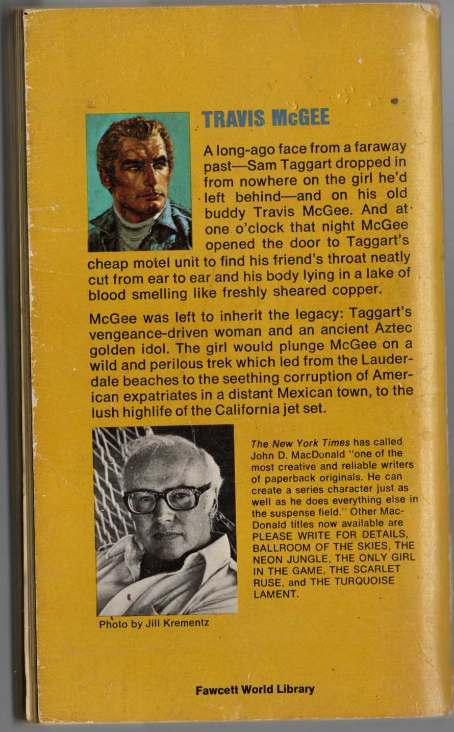 John D. MacDonald  A DEADLY SHADE OF GOLD magnified rear book cover image