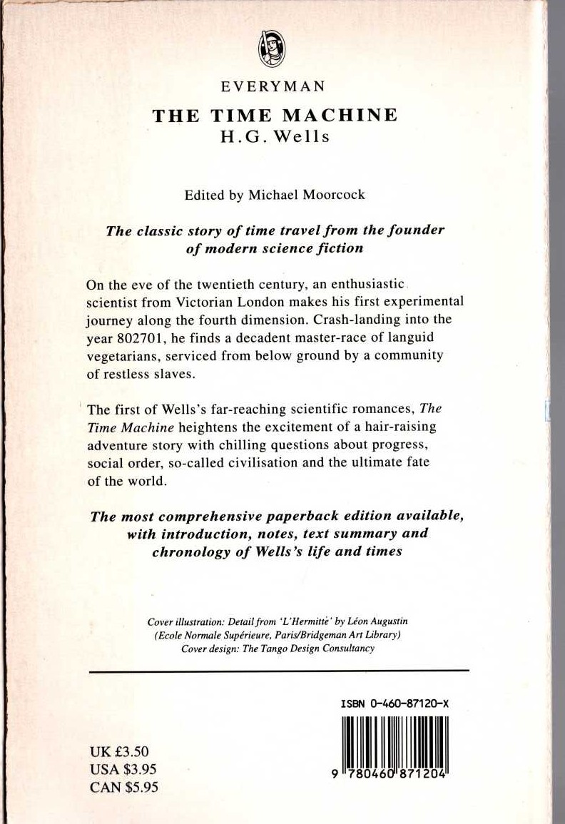 H.G. Wells  THE TIME MACHINE magnified rear book cover image
