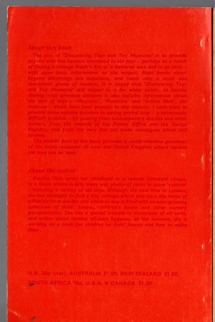 Pauline Flick  DISCOVERING TOYS AND TOY MUSEUMS magnified rear book cover image