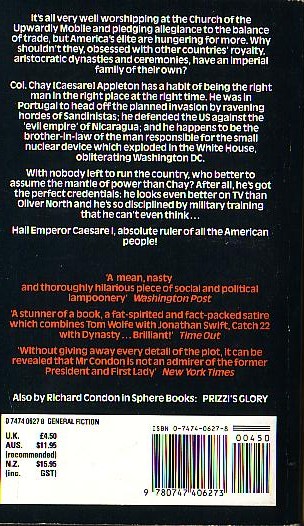 Richard Condon  EMPEROR OF AMERICA magnified rear book cover image