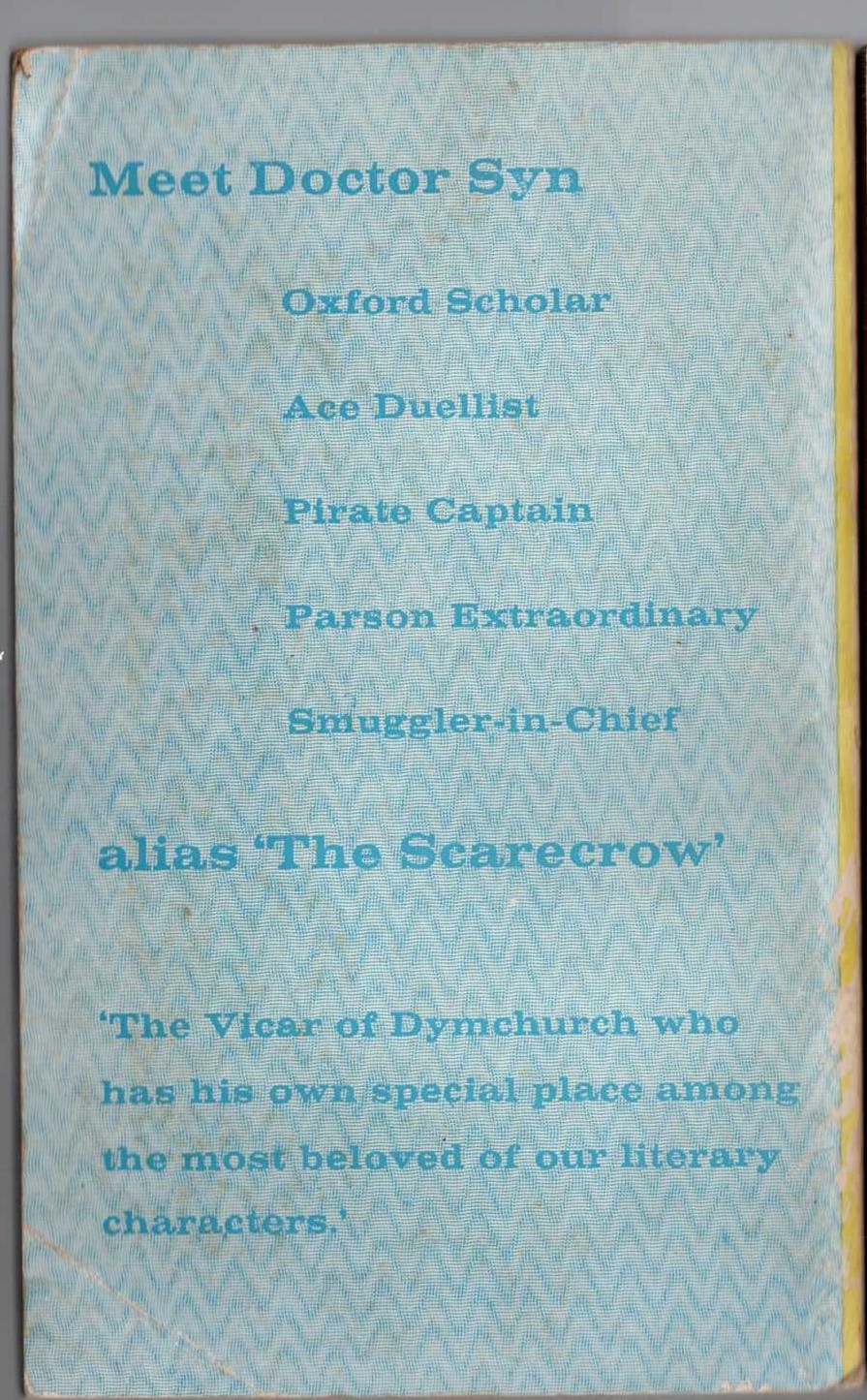 Russell Thorndike  DOCTOR SYN ON THE HIGH SEAS magnified rear book cover image