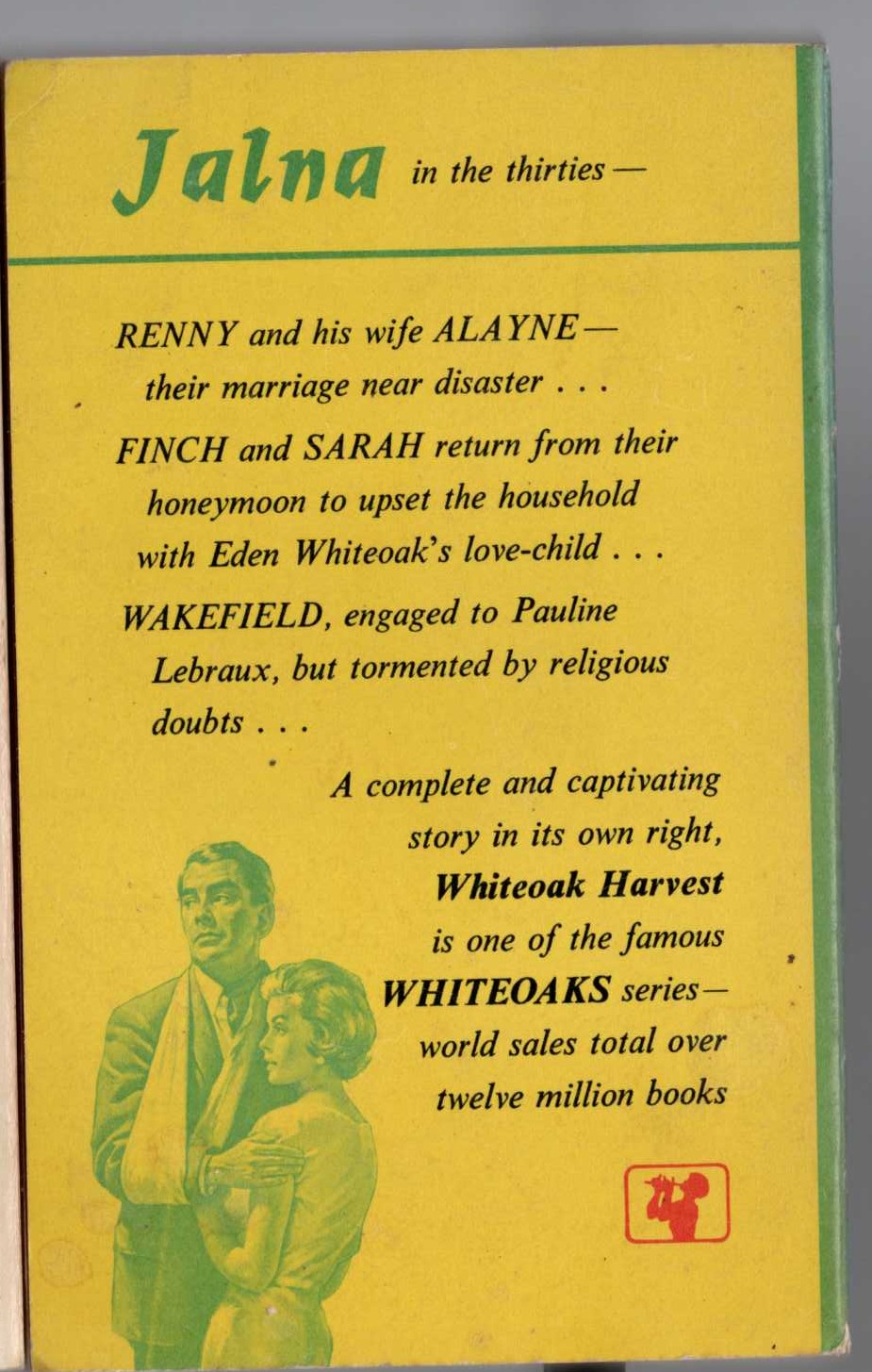 Mazo de la Roche  WHITEOAK HARVEST magnified rear book cover image